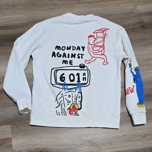 Zara Vibrant Colors Animal New York Graphic Art to Wear Sweatshirt Size L - Picture 2 of 12